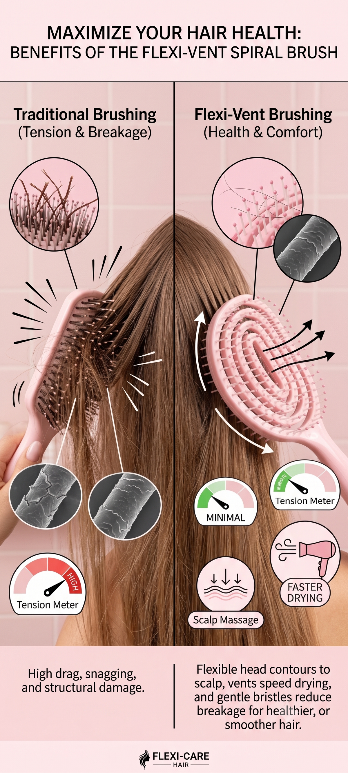 2-Piece Premium Hair Brush Combo for Women & Girls | Scalp Massaging & Easy Detangling