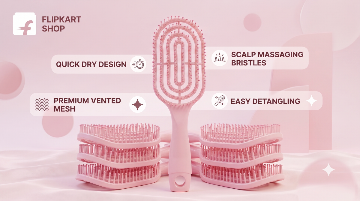 2-Piece Premium Hair Brush Combo for Women & Girls | Scalp Massaging & Easy Detangling